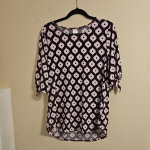 West Loop Navy and Pink Patterned Boat Neck Tunic Top. NWT